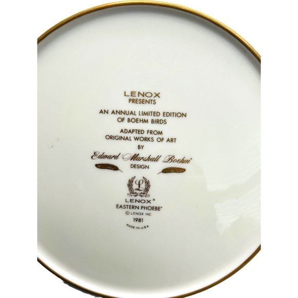 Boehm Birds by LENOX Eastern Phoebe & Robin 1977 Plates Annual limited Edition - Picture 4 of 15